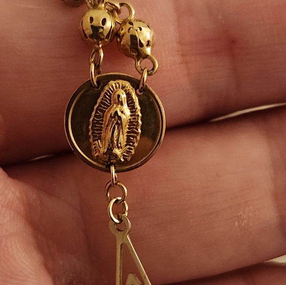 Solid 14K Yellow Gold Beaded Rosary Necklace weighs 12.56 Grams Brand new - Picture 4 of 16